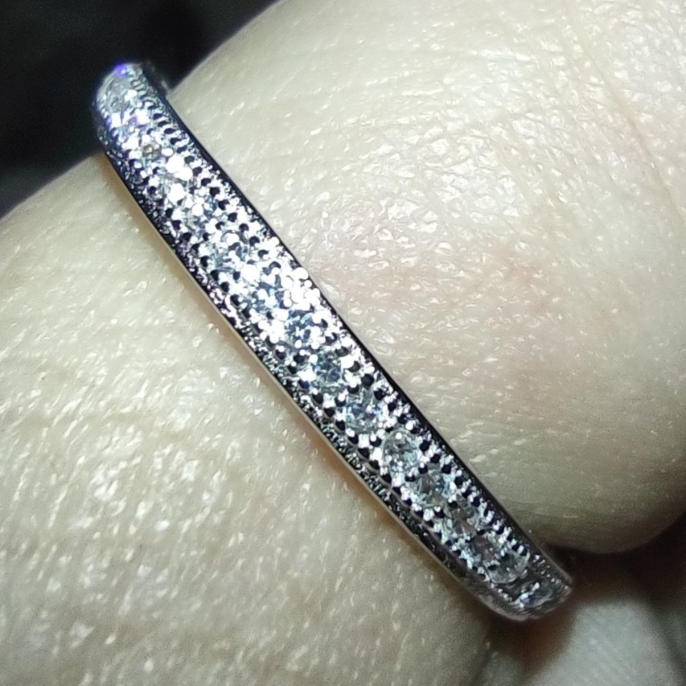 Sterling Silver CZ Miligrain Eternity Ring